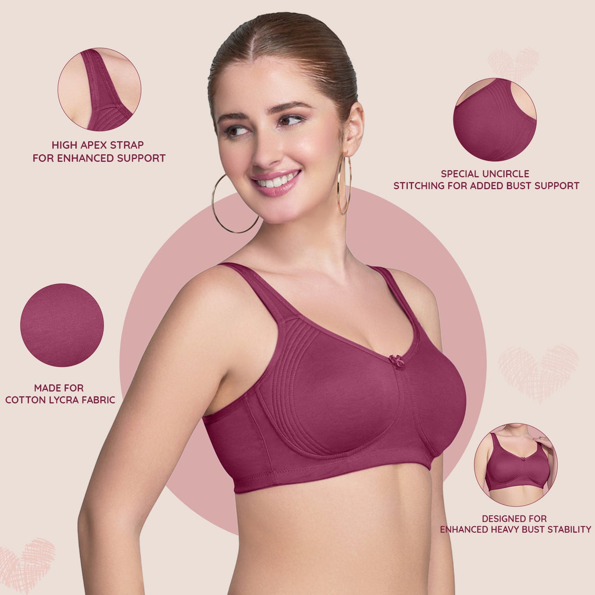 Encircle Full Coverage Side Support Bra for Heavy Bust Daily Wear MQ3060