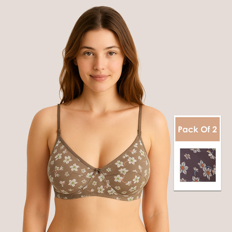 Stylish Printed Seam Bra for Women Soft Support & Everyday Comfort BQ2186 Pack of 2