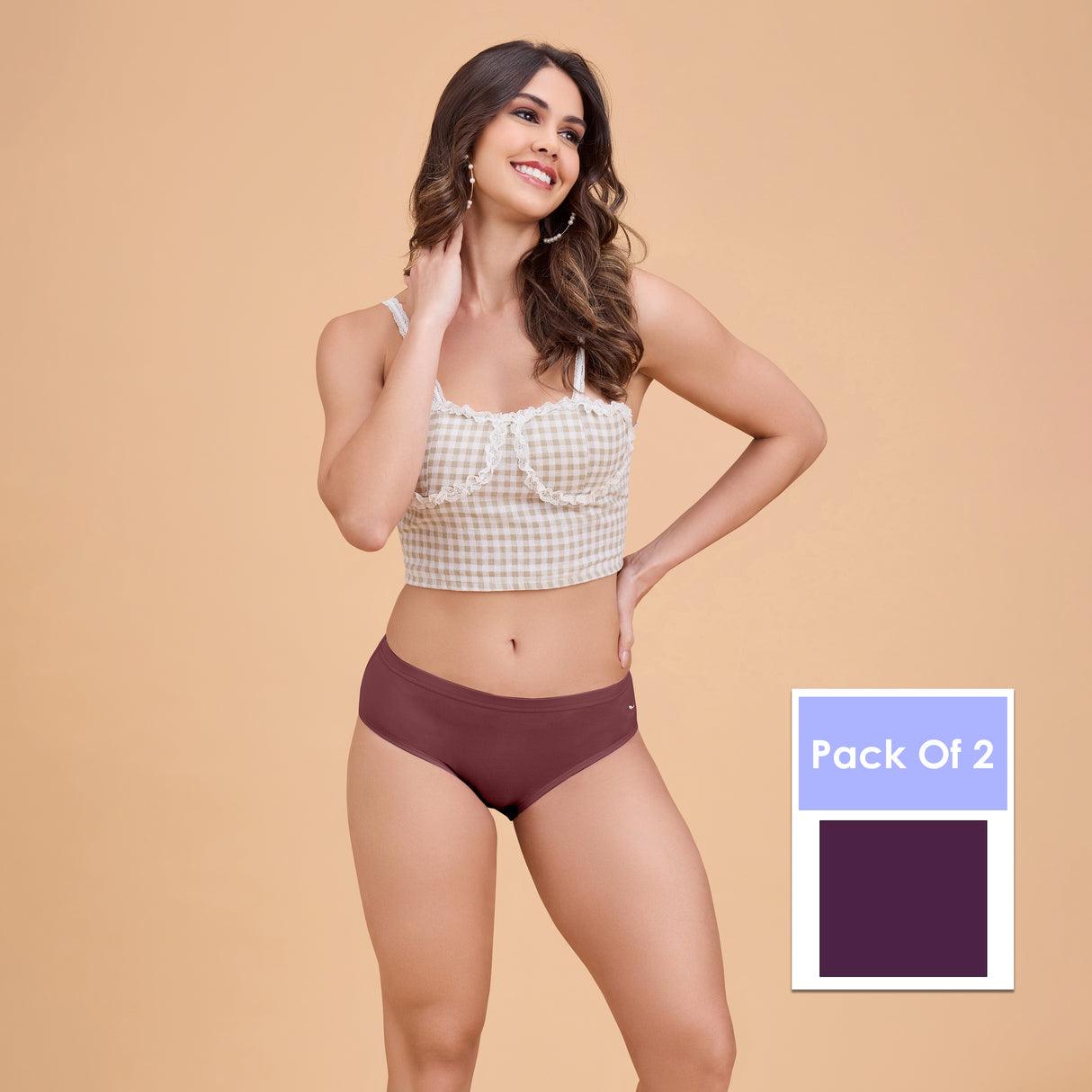 Women’s Plain Hipster Panty–Soft Cotton,Comfort & Everyday Fit PQ5042-2PC