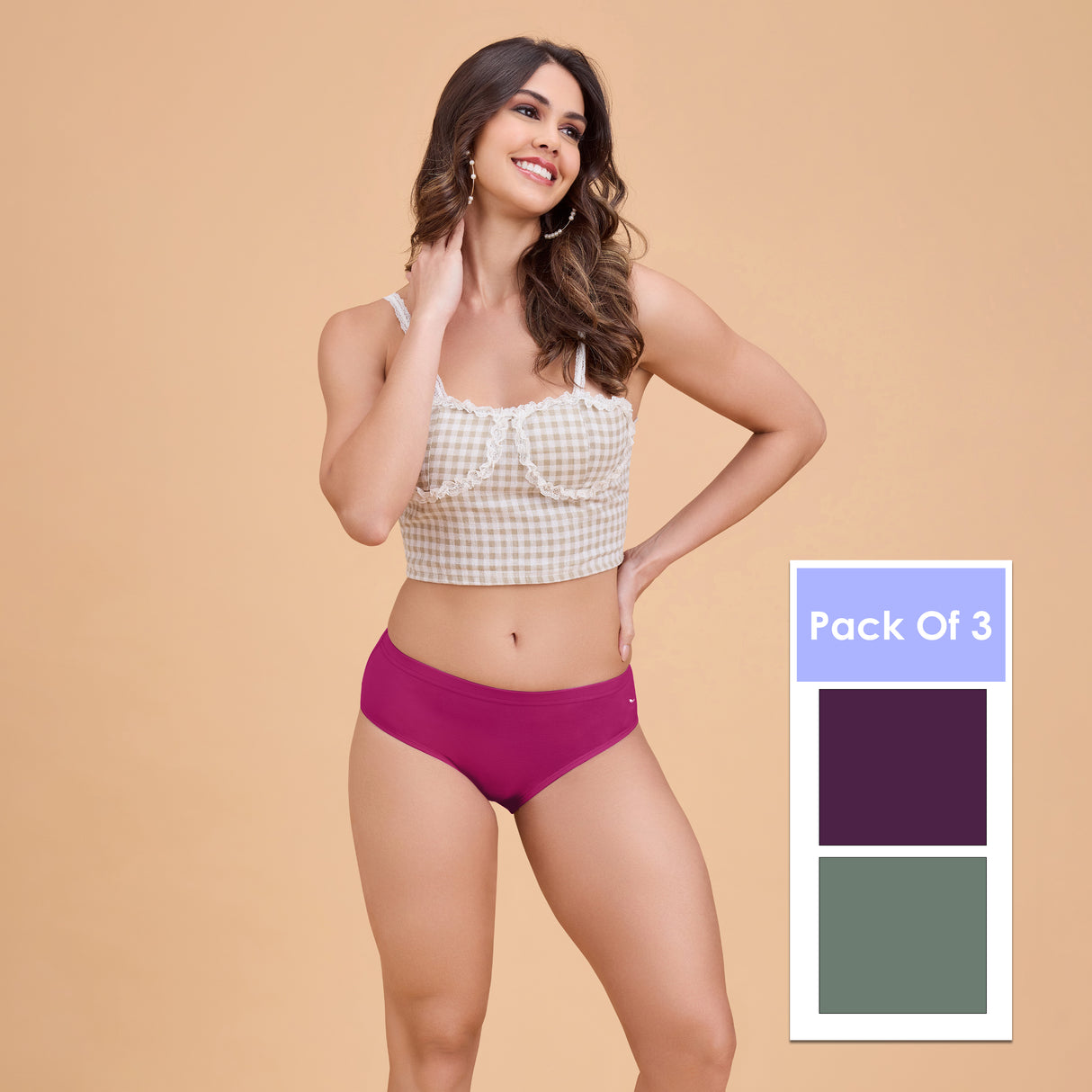 Women’s Plain Hipster Panty –Soft Cotton, Comfort & Everyday Fit PQ5042-3PC