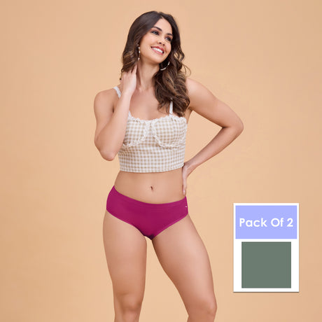 Women’s Plain Hipster Panty–Soft Cotton,Comfort & Everyday Fit PQ5042-2PC