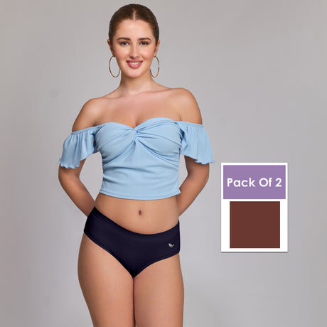 Ultra-Soft Plain Cotton Panty for Women Breathable Stretchable Innerwear for All-Day Wear PQ5023-2PC