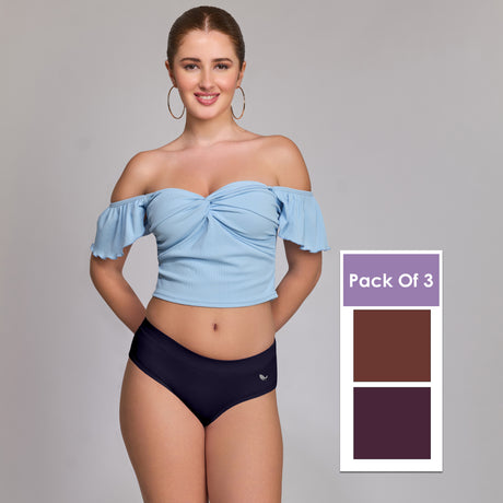 Ultra-Soft Plain Cotton Panty for Women Breathable Stretchable Innerwear for All-Day Wear PQ5023-3PC