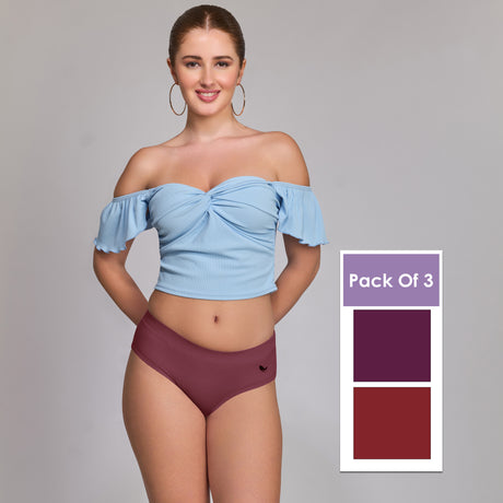 Ultra-Soft Plain Cotton Panty for Women Breathable Stretchable Innerwear for All-Day Wear PQ5023-3PC