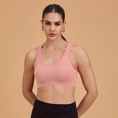 Medium Impact Racerback Sports Bra – Seamless, Breathable, Supportive SQ1028