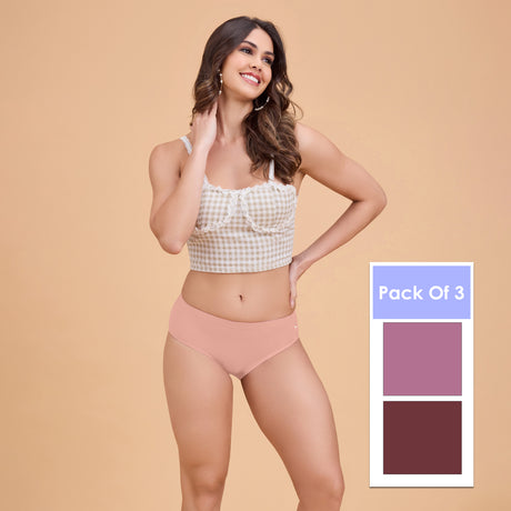 Women’s Plain Hipster Panty –Soft Cotton, Comfort & Everyday Fit PQ5042-3PC