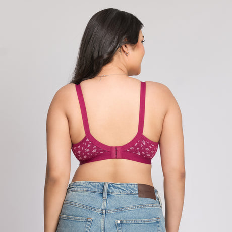 Plus‑Size Printed Seamed D‑Cup Bra — Full Support & Stylish Prints BQ2186