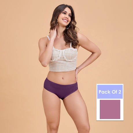Women’s Plain Hipster Panty–Soft Cotton,Comfort & Everyday Fit PQ5042-2PC