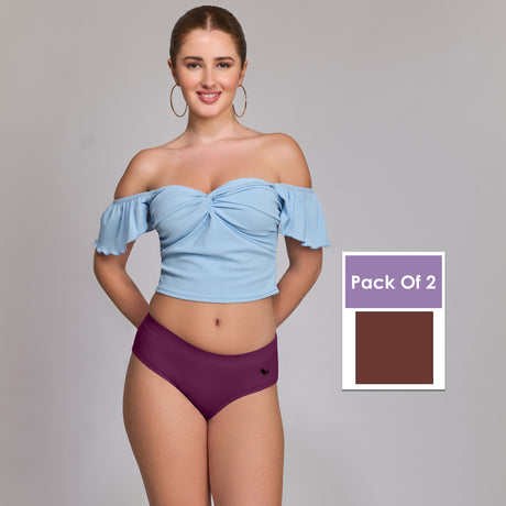 Ultra-Soft Plain Cotton Panty for Women Breathable Stretchable Innerwear for All-Day Wear PQ5023-2PC