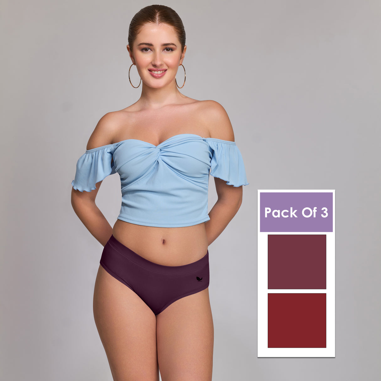 Ultra-Soft Plain Cotton Panty for Women Breathable Stretchable Innerwear for All-Day Wear PQ5023-3PC