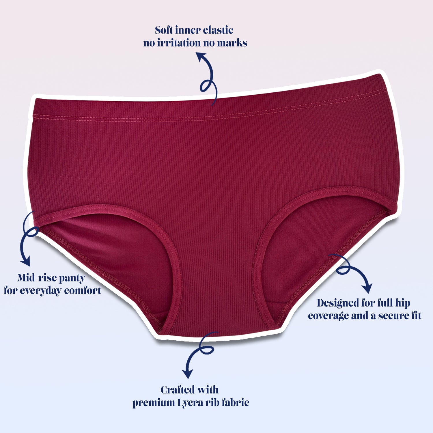 Women’s Solid Rib Hipster Panty | Soft Stretch Lycra Blend Comfort pack of 3 PQ5034