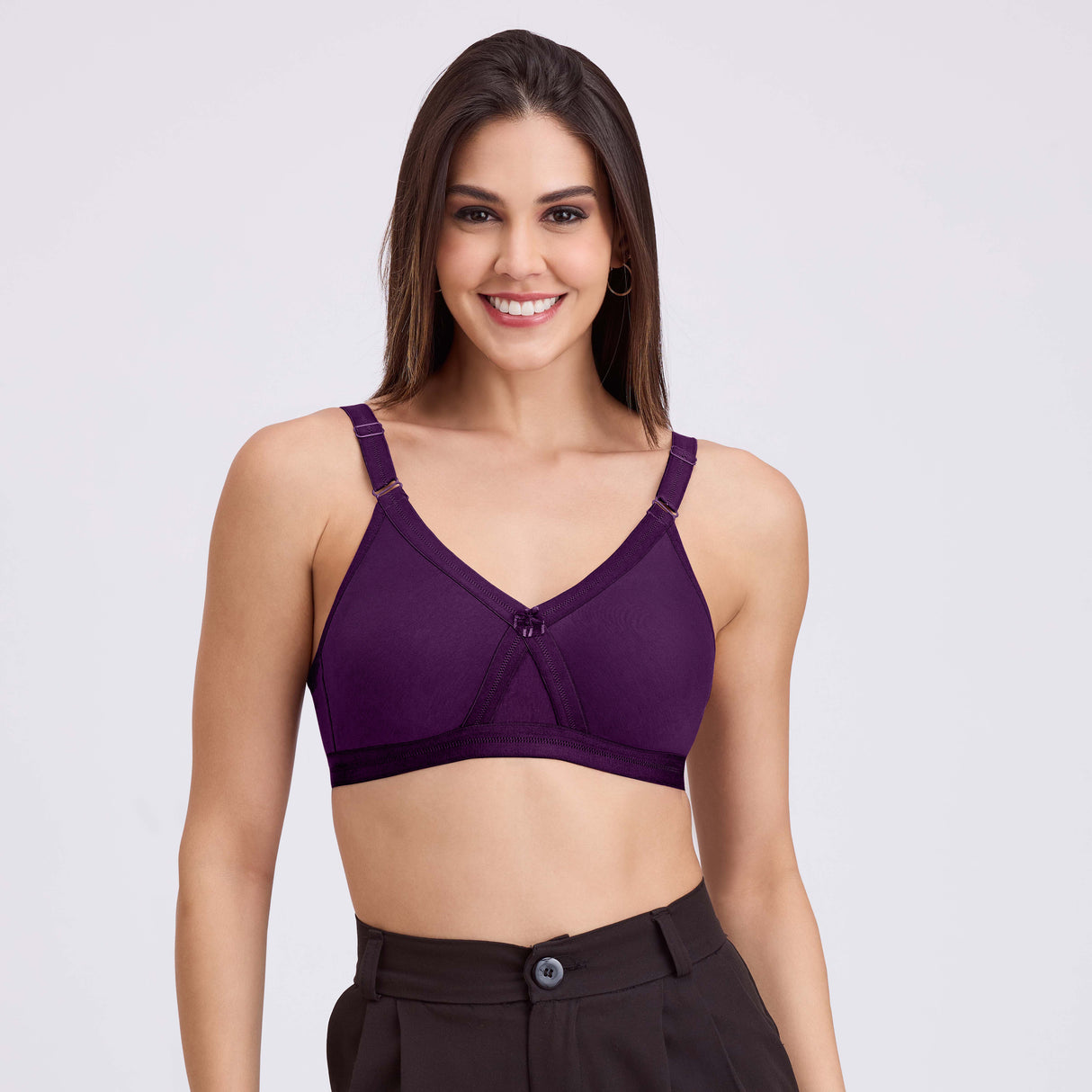 Seamless Cross Design D Cup Bra – Full Coverage, Supportive Fit MQ3046