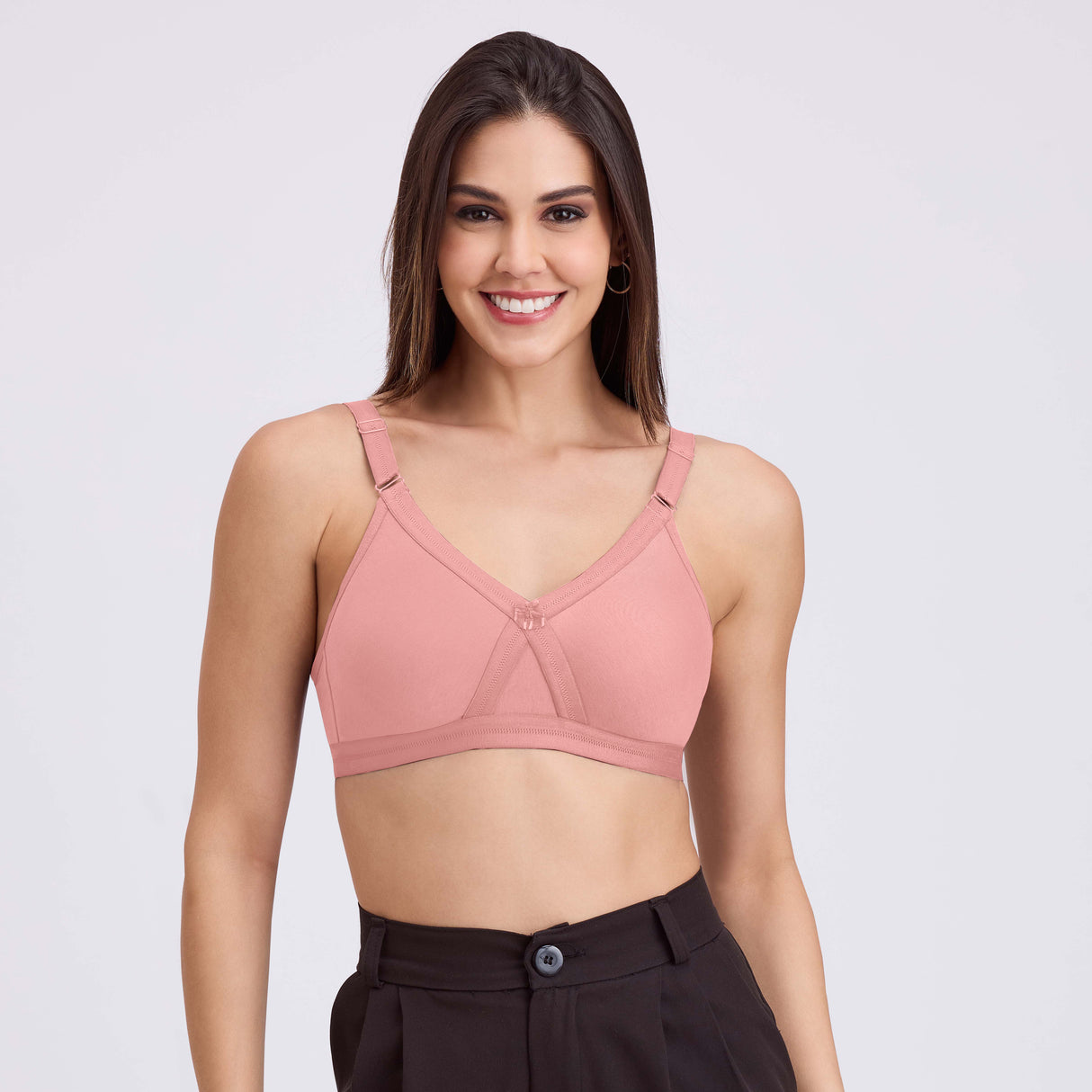 Seamless Cross Design D Cup Bra – Full Coverage, Supportive Fit MQ3046