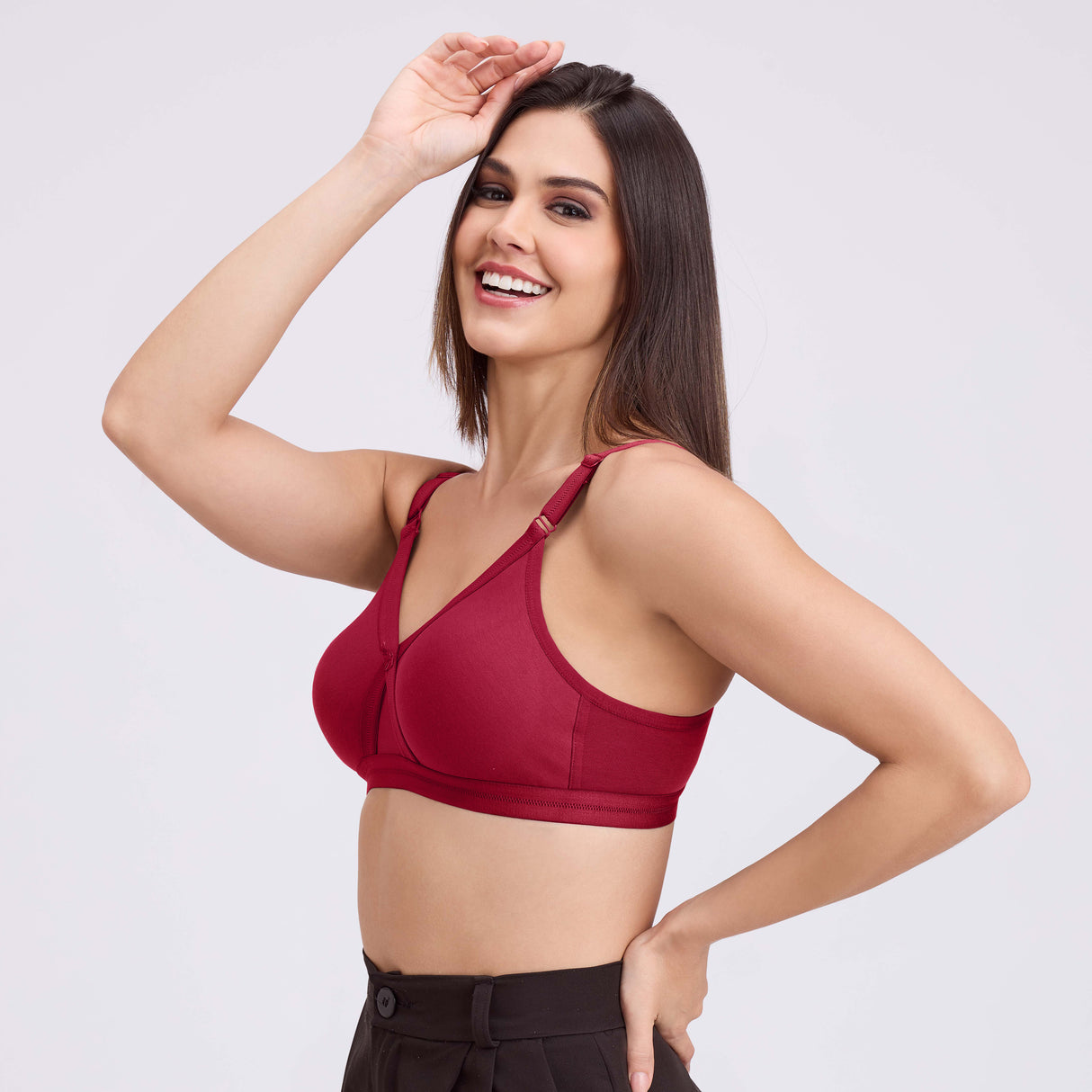 Seamless Cross Design D Cup Bra – Full Coverage, Supportive Fit MQ3046