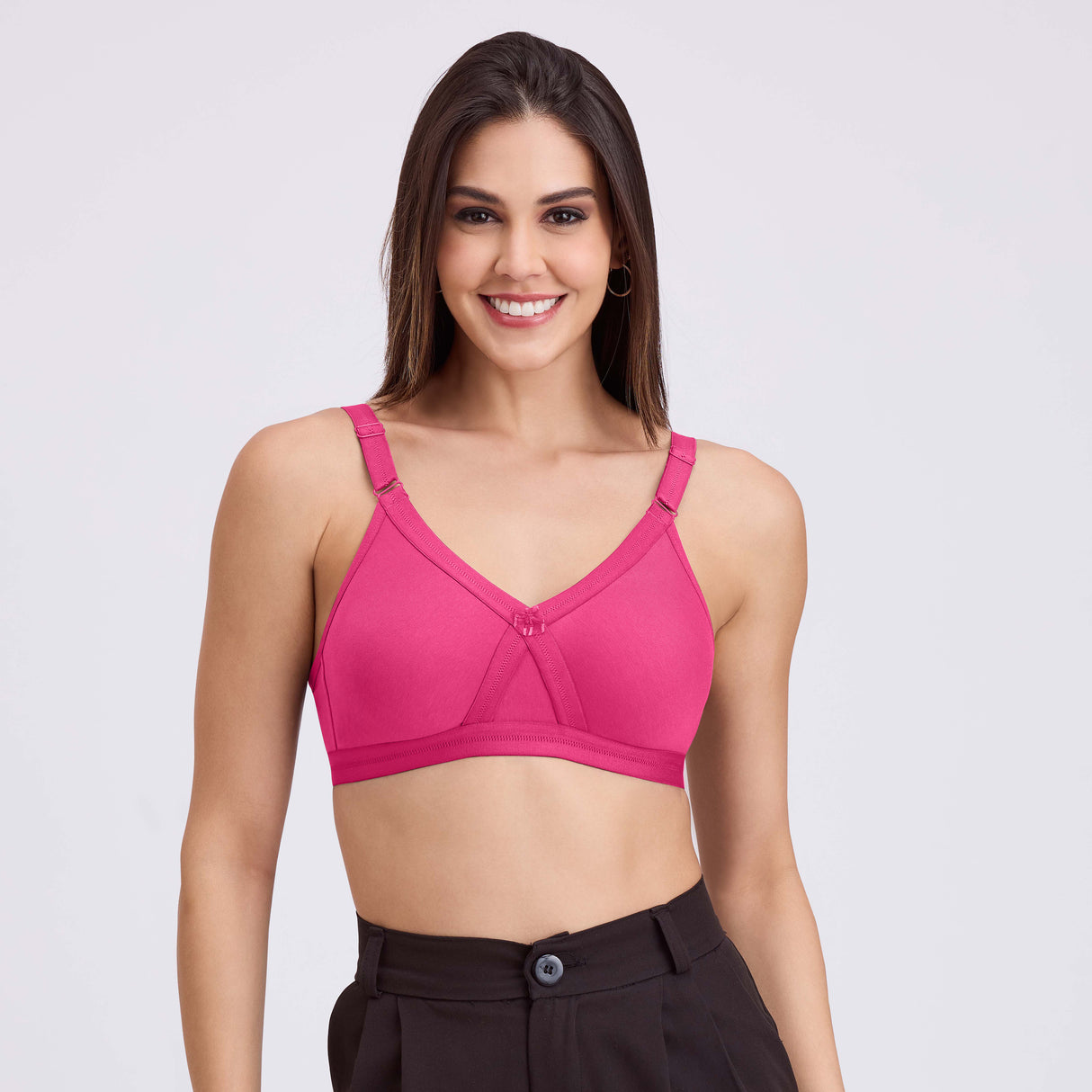Seamless Cross Design D Cup Bra – Full Coverage, Supportive Fit MQ3046