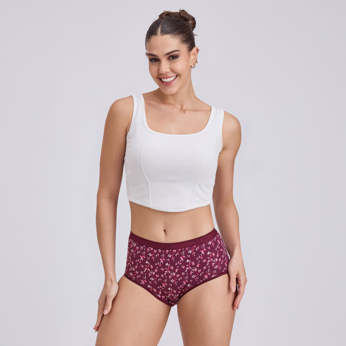 Women's High Waist Hipster Panty – Soft Cotton, Full Coverage PP001