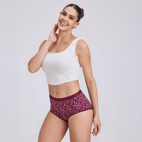 Women's High Waist Hipster Panty – Soft Cotton, Full Coverage PP001