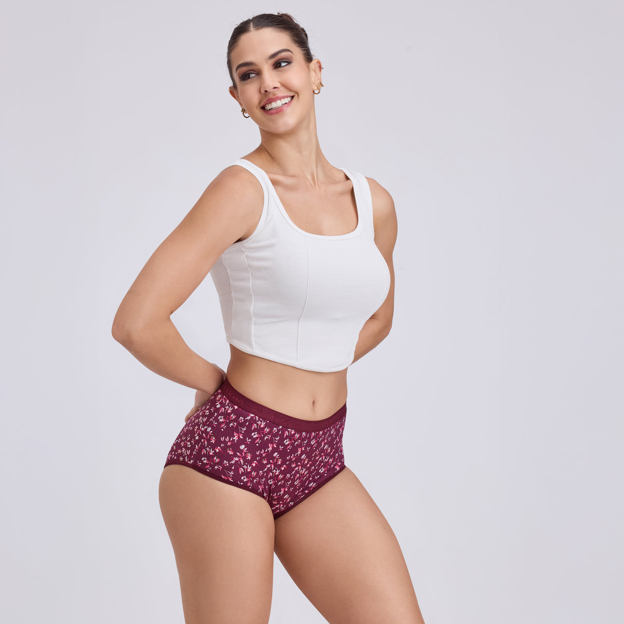 Women's High Waist Hipster Panty – Soft Cotton, Full Coverage PP001