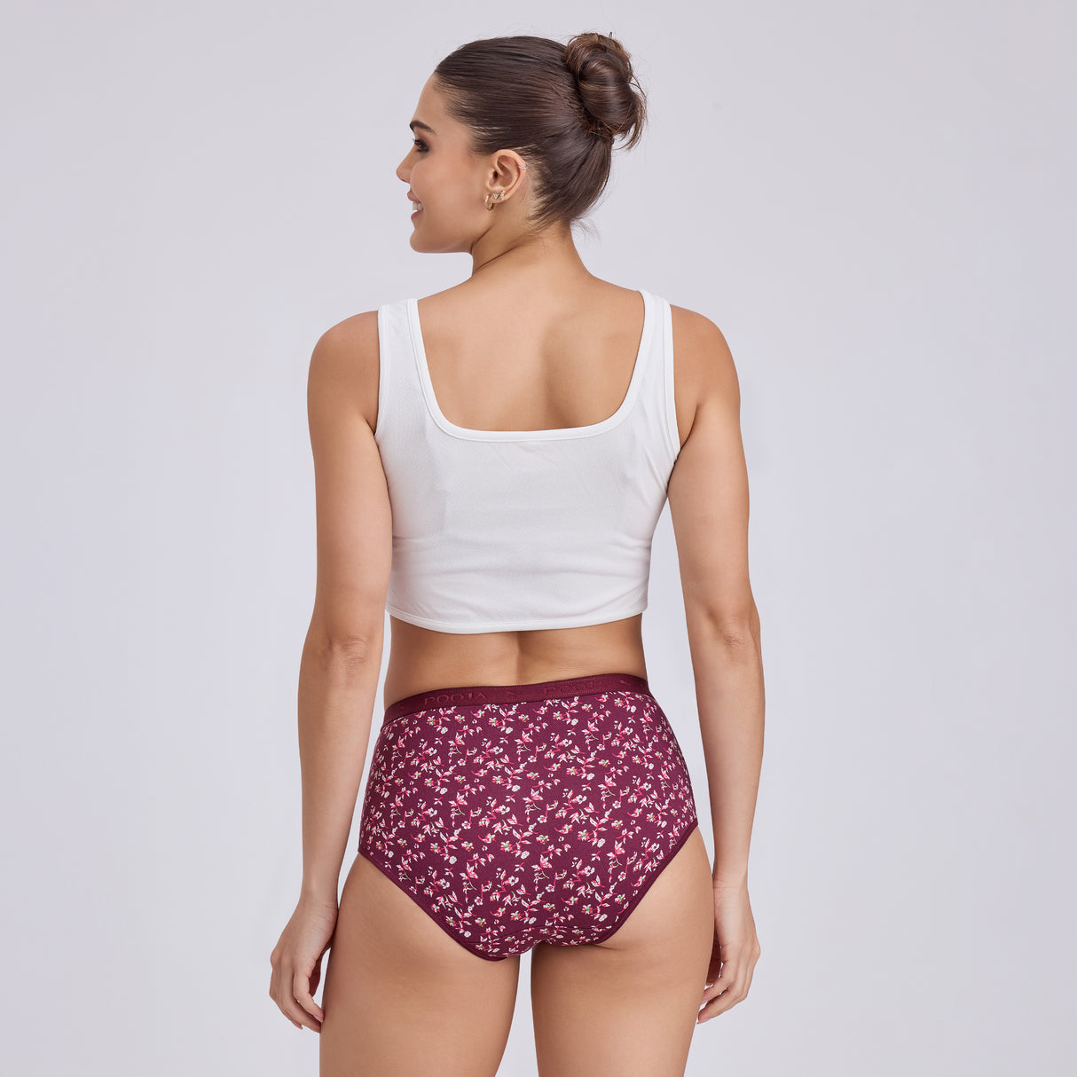 Women's High Waist Hipster Panty – Soft Cotton, Full Coverage PP001